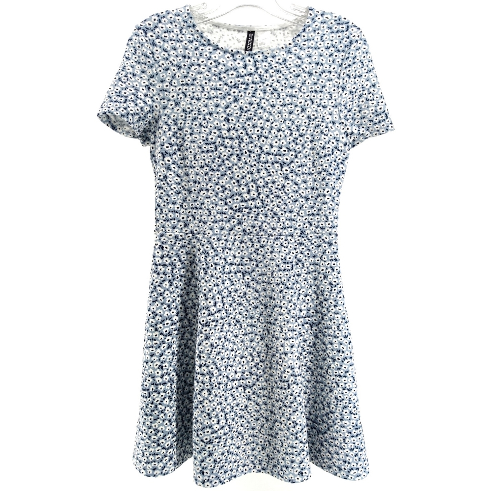DIVIDED Super Cute Ultimate 90's Style Blue Flower Flounce Mini Dress.  Sz   6
